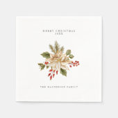 お祭り気分満載の ホリーデコレーション 楽しいクリスマスを! スタンダードカクテルナプキン (正面)