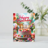 お祭り気分 ハッピーバースデー ポストカード (スタンド正面)