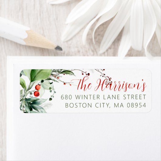お祭り水彩グリーン クリスマス アドレス ラベル (インサイチュ)