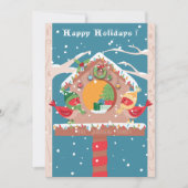お祭り的なホリデー鳥小屋のフラットホリデーカード シーズンカード (正面)