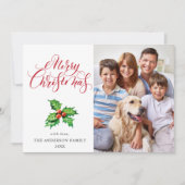 お祭り的なホリーデイジーとヤドリギのクリスマスメッセージ シーズンカード (正面)