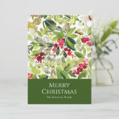 お祭り的なホリーベリーと常緑の水彩  シーズンカード (スタンド正面)
