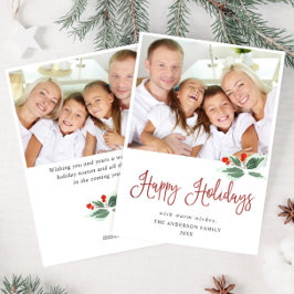 お祭り的なホリーベリーのクリスマスグリーティング2　写真付き シーズンカード