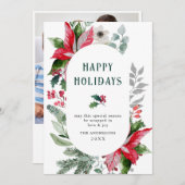お祭り的なポインセチアのクリスマスミスルトゥーの写真 シーズンカード (正面/裏面)