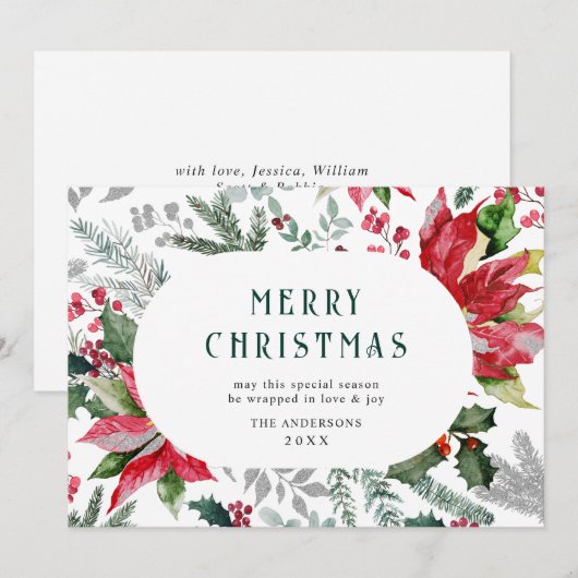 お祭り的なポインセチアのクリスマス ミストレットの写真 シーズンカード (正面/裏面)