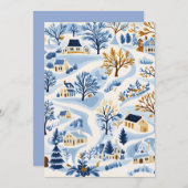 お祭り的な冬の風景のクリスマスカード シーズンカード (正面/裏面)