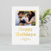 お祭り的な大胆なタイポグラフィ写真 ハッピーホリデー 箔シーズンカード (立ち正面)