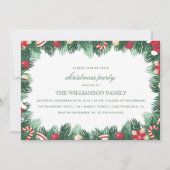 お祭り的な植物の境界線のクリスマスパーティー 招待状 (正面)