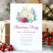 お祭り的な水彩ローソクの紫色のクリスマスパーティー 招待状