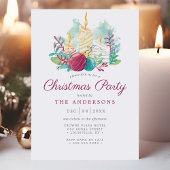 お祭り的な水彩ローソクの紫色のクリスマスパーティー 招待状
