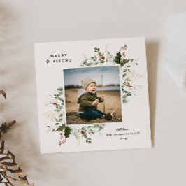 お祭り的な葉のフラットホリデー写真カード シーズンカード