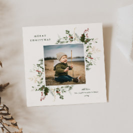 お祭り的な葉のフラットホリデー写真カード シーズンカード