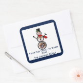 お祭り的な雪だるまの写真フレームテンプレート スクエアシール (封筒)