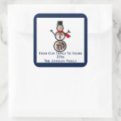 お祭り的な雪だるまの写真フレームテンプレート スクエアシール (バッグ)