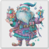 お祭り紫のサンタ&ギフト:メリークリスマス! シール (正面)