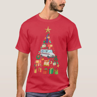 お祭り郵便配達人クリスマスツリーのデザイン Tシャツ