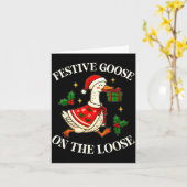 お祭り騒ぎのヒヨコが大暴れ 面白い Goosemas クリスマス カード (黄色い花)