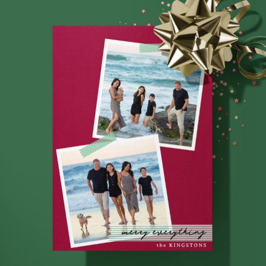 お祭り ストライプ テープ - V2 - フォト ホリデー フラット カード