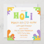 お祭り ハッピー ホリ カラフル ペイント スプラッシュ 招待状 (正面)