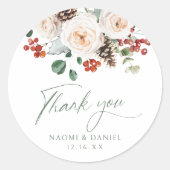 お祭り フローラル ウィンター ウェディング サンクス ギフト ラウンドシール (正面)