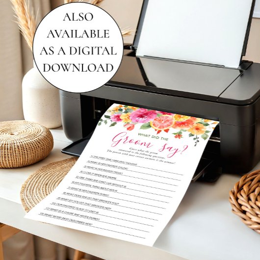 お祭り ブライト フラワーズ シトラス ブライダル シャワー ゲーム 招待状