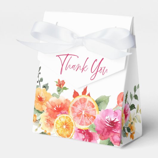 お祭り ブライト フラワーズ スライス シトラス ブライダル シャワー フェイバーボックス (正面サイド)