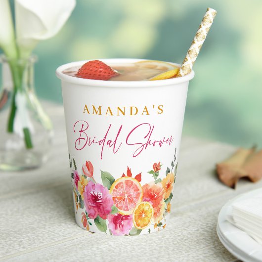 お祭り ブライト フラワーズ スライス シトラス ブライダル シャワー 紙コップ