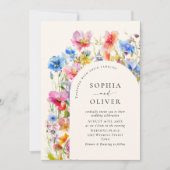 お祭り ブライト 水彩 ワイルド フラワー ウェディング 招待状 (正面)