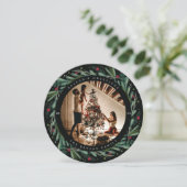 お祭り ホリデー リース 葉 実り 丸い カード (スタンド正面)