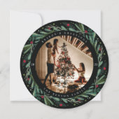 お祭り ホリデー リース 葉 実り 丸い カード (正面)