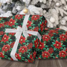 お祭り ポインセチア 花 クリスマス ラッピングペーパー
