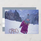 お祭り ロゴ ダスティーブルー ホリデー フォト カード (正面/裏面)