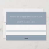 お祭り ロゴ ダスティーブルー ホリデー フォト カード (裏面)