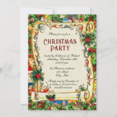 お祭り ヴィンテージ ヴィクトリアン クリスマス パーティー スクロール 招待状 (正面)