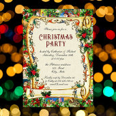 お祭り ヴィンテージ ヴィクトリアン クリスマス パーティー スクロール 招待状