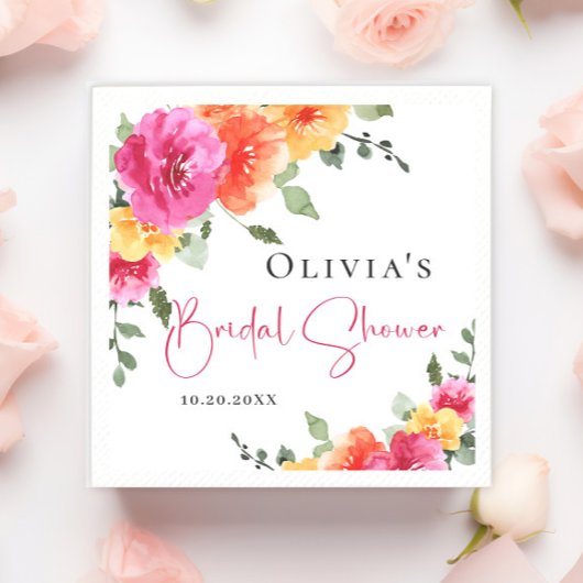 お祭り 水彩 明るい花 ブライダルシャワー スタンダードカクテルナプキン