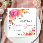 お祭り 水彩 明るい花 ブライダルシャワー スタンダードカクテルナプキン