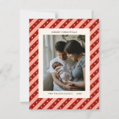 お祭り 赤い ストライプ 星 フォト ホリデー カード (正面)