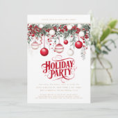 お祭り 赤と白のオーナメント ビーズ ホリデーパーティー 招待状 (スタンド正面)