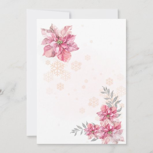 お空白の客様のピンクのスノーフレークを追加 招待状 (正面)
