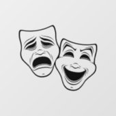 お笑いと悲劇劇場が黒線を覆う ウィンドウサイン (シート)