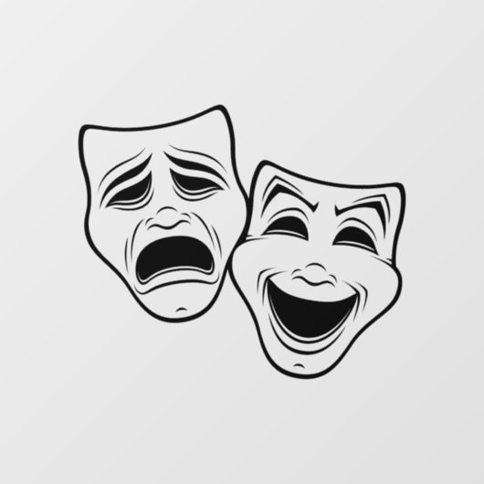 お笑いと悲劇劇場が黒線を覆う ウィンドウサイン (シート)