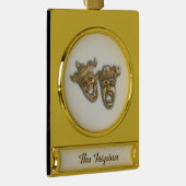 お笑いと悲劇劇場の仮面モノグラム ゴールドプレートバナーオーナメント (右)