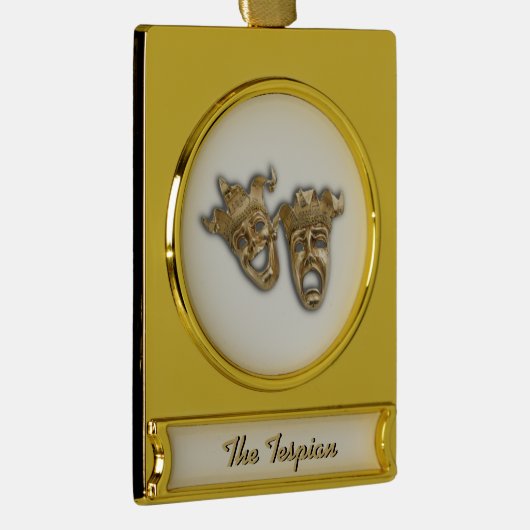 お笑いと悲劇劇場の仮面モノグラム ゴールドプレートバナーオーナメント (右)