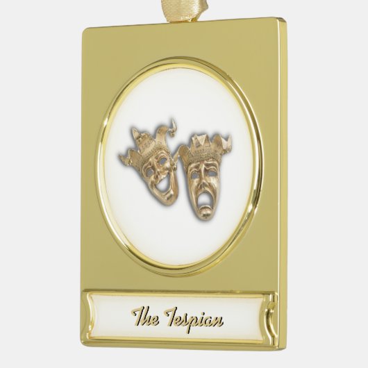 お笑いと悲劇劇場の仮面モノグラム ゴールドプレートバナーオーナメント (左)