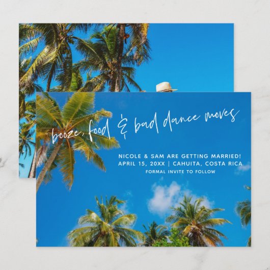 お笑いビーチウェディング写真 Save the Date セーブザデート (正面/裏面)