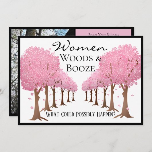 お笑い女性のための森と酒のレディーパーティ 招待状 (正面/裏面)