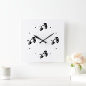お笑い悲劇黒と白の劇場の仮面戦 スクエア壁時計 (ホーム)