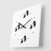 お笑い悲劇黒と白の劇場の仮面戦 スクエア壁時計 (傾斜)