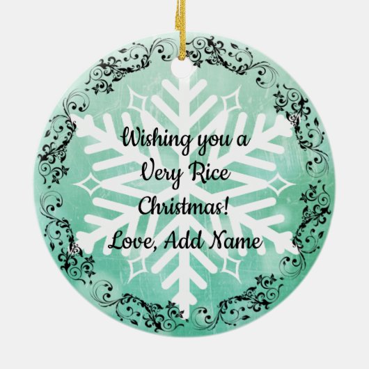 お米のクリスマスおもしろい寿司 セラミックオーナメント (裏面)